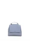 Orciani Sveva Soft S Leather Shoulder Bag With Blue Shoulder Strap