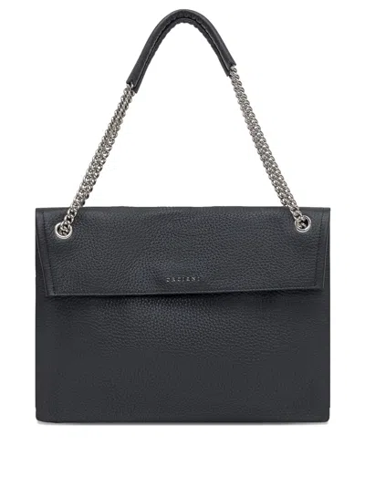 Orciani Venus Midi Shoulder Bag In Hammered Leather In Black