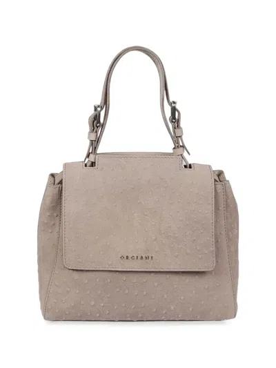 Orciani Ostrich-effect Tote Bag In Neutral