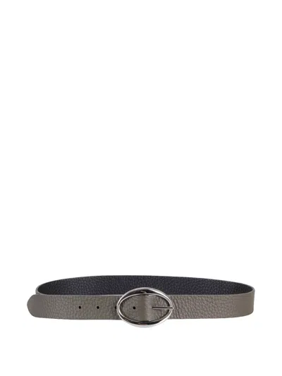 Orciani Oval-buckle Belt In Gray
