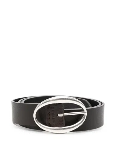 Orciani Oval-buckle Leather Belt In Brown