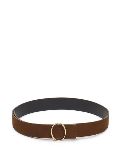 Orciani Oval-buckle Leather Belt In Brown
