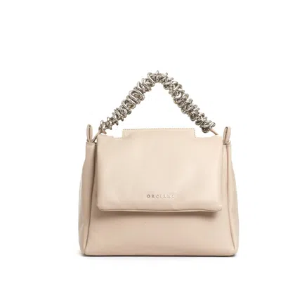 Orciani Padded Leather Shoulder Bag With Chain Handle In Ivory