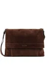 Orciani Suede Messenger Shoulder Bag Adjustable Strap In Brown