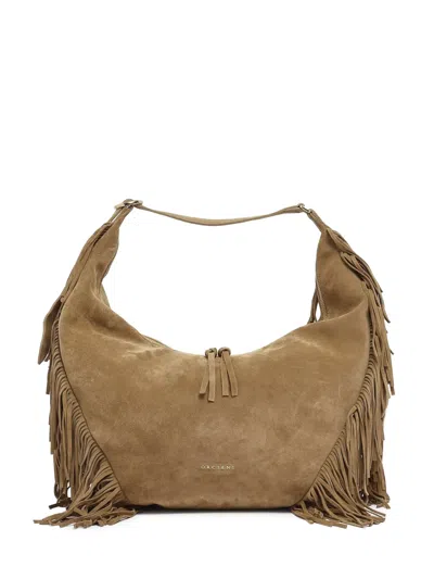 Orciani Peach Fringe Shoulder Bag In Brown