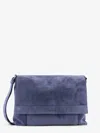 Orciani Suede Messenger Shoulder Bag Adjustable Strap In Blue