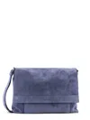 Orciani Suede Messenger Shoulder Bag Adjustable Strap In Blue