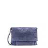 Orciani Suede Messenger Shoulder Bag Adjustable Strap In Blue