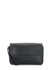 Orciani Pebbled Leather Pochette In Black