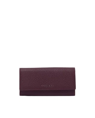 Orciani Pebbled Leather Wallet With Sophisticated Compartmentalization In Burgundy