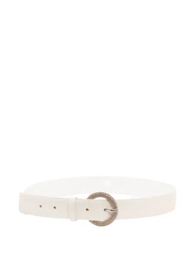 Orciani Pebbled-texture Round-buckle Belt In White