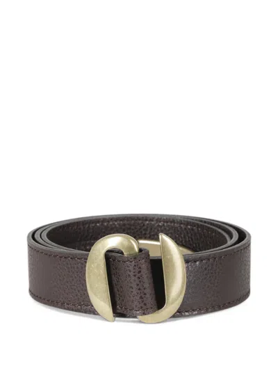 Orciani Pegaso Pebbled Leather Belt In Brown