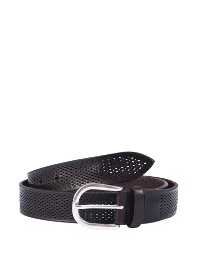 Orciani Perforated Buckle Leather Belt In Brown