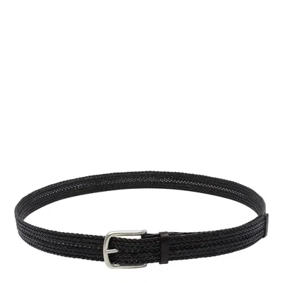 Orciani Plug Braided Leather Belt In Black