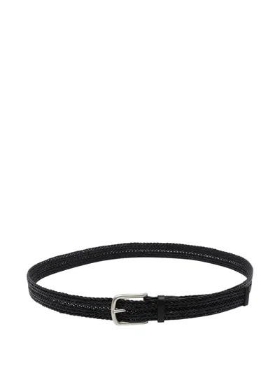 Orciani Plug Braided Leather Belt In Black
