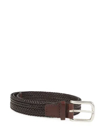 Orciani Plug Braided Leather Belt In Brown