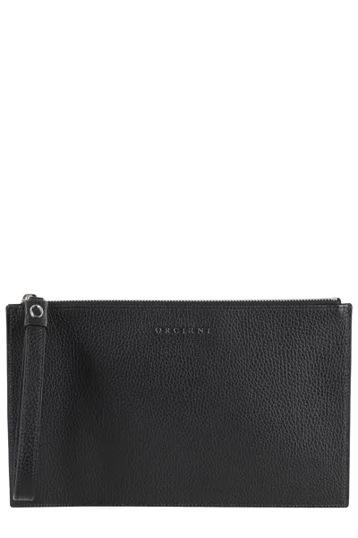 Orciani Pochette Micron Pelle Con Polsiera In Black