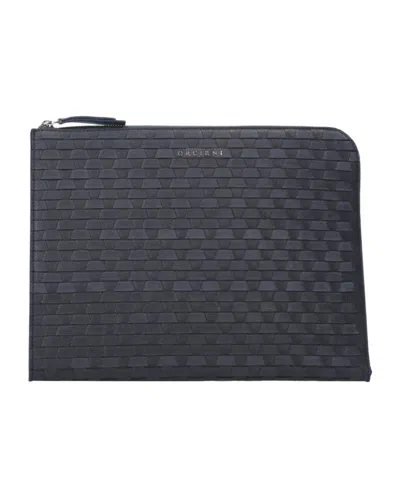 Orciani Pochette Slim Chevrette Woven In Black