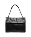 Orciani Polished Black Smooth Leather Shoulder Bag With Chain Straps