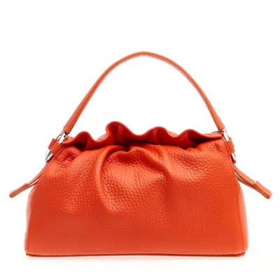 Orciani Poppy Leather Puff In Orange