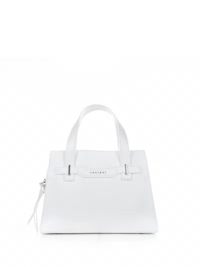 ORCIANI ORCIANI POSH MEDIUM WHITE HANDBAG WITH SHOULDER STRAP