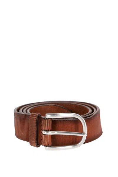 Orciani Lamellar Leather Belt In Brown