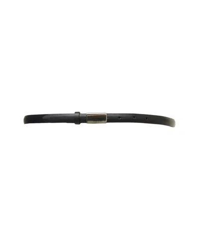 Orciani Refined Black Leather Slim Belt With Rectangular Buckle In Brown