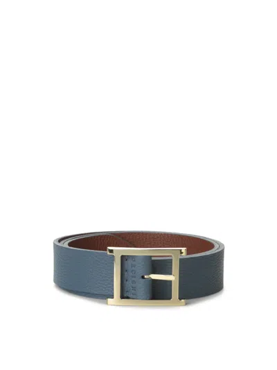 Orciani Reversible Calf Leather Belt In Blue