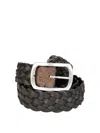 Orciani Reversible Hunting Double Braided Suede Belt In Black