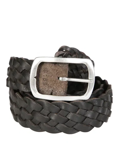 Orciani Reversible Hunting Double Braided Suede Belt In Black