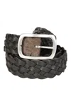Orciani Reversible Hunting Double Braided Suede Belt In Black