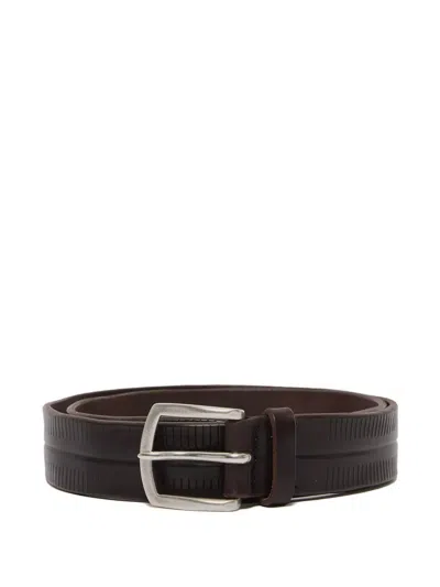 Orciani Ribbed-detailing Leather Belt In Black