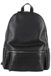 Orciani Rounded Black Pelle Backpack With Adjustable Straps In Black
