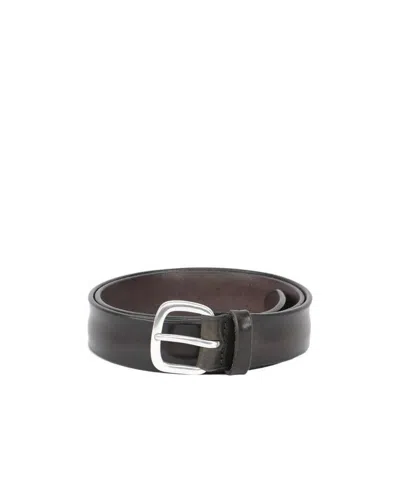 Orciani Rounded Buckle Leather Belt In Black