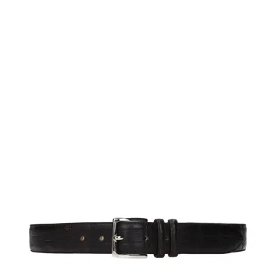Orciani Men's Brown Leather Belts In Black