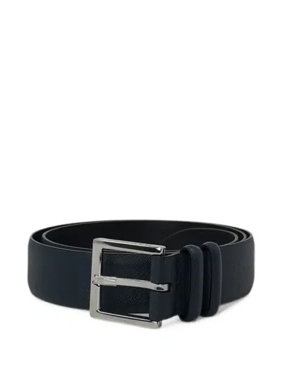 Orciani Saffiano Leather Belt In Black