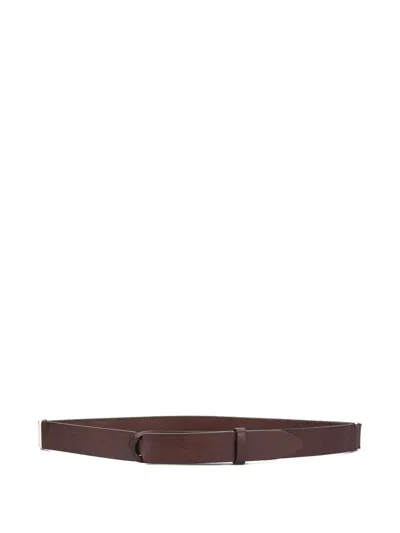 Orciani Saffiano-leather No-buckle Belt In Brown