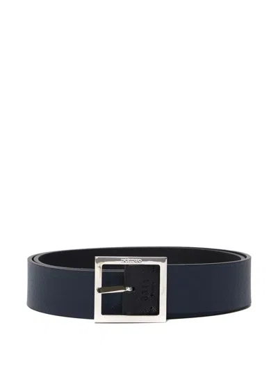 Orciani Saffiano-leather Reversible Belt In Blue