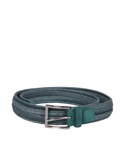 Orciani Sage Green Linen Braided Belt