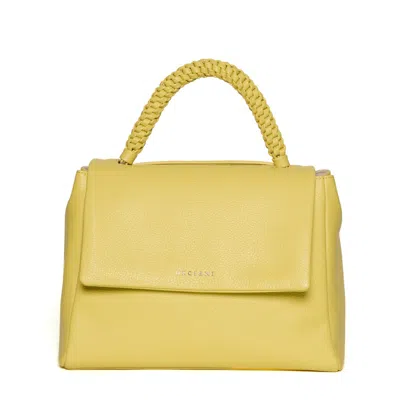Orciani Scooby Leather Shoulder Bag With Woven Handle