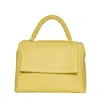 Orciani Scooby Leather Shoulder Bag With Woven Handle In Yellow