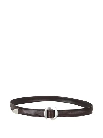 Orciani Sculptural-buckle Leather Belt In Green