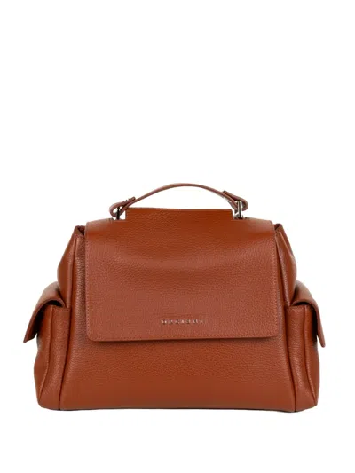 Orciani Sense Cargo Leather Tote Bag In Brown