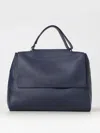 Orciani Sveva Soft Medium Leather Bag In Blue