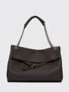 Orciani Venus Rectangular Hammered Leather Shoulder Bag With Sliding Handle In Brown