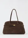Orciani Brown Suede Leather Bag With Handles In Gray