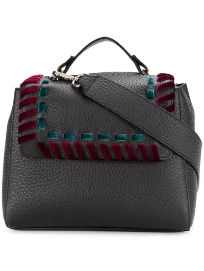 Orciani Shoulder Bag With Velvet Stitch In Black