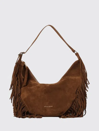 Orciani Isola Fringed Suede Bag In Brown