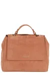 Orciani Siena Earth Leather Shoulder Bag In Orange