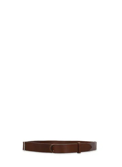 Orciani Sliding Ring Brown Leather Belt With Minimalist Design